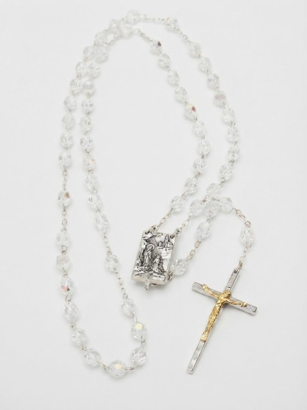 Beautiful Vintage Mid-Century Italian Catholic Rosary – Our Lady of Lourdes Reli